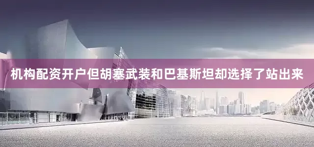 机构配资开户但胡塞武装和巴基斯坦却选择了站出来