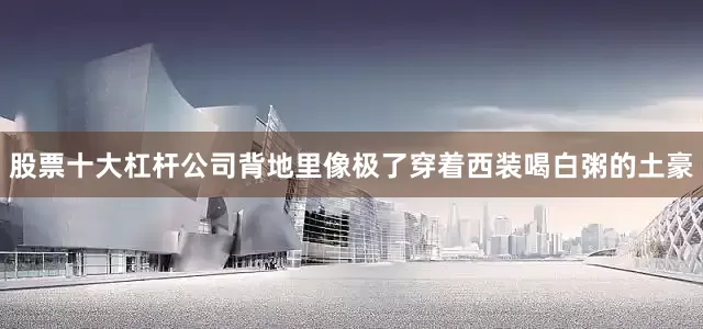 股票十大杠杆公司背地里像极了穿着西装喝白粥的土豪