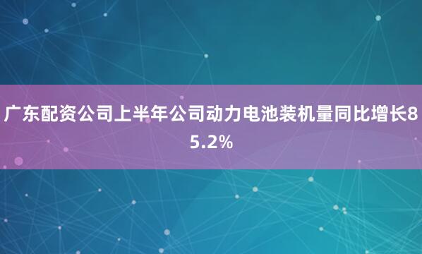 广东配资公司上半年公司动力电池装机量同比增长85.2%